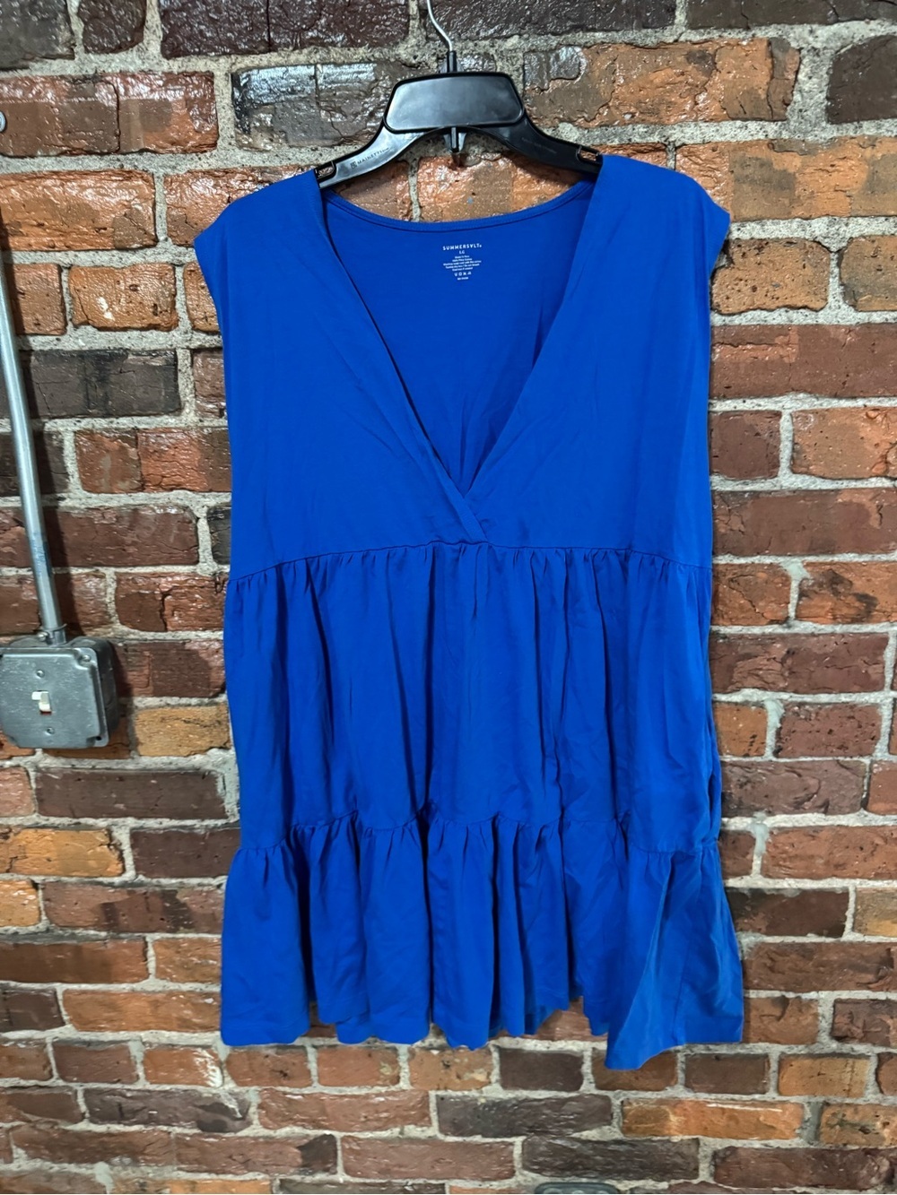 summersalt Royal Blue V-Neck Neck Tiered Swimsuit Cover Up Size Large